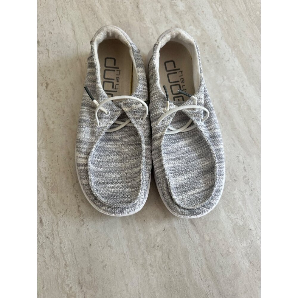 Hey Dude Womens Wendy Sox Shoes Size 5 Glacier Grey Casual Slip-Ons Petite